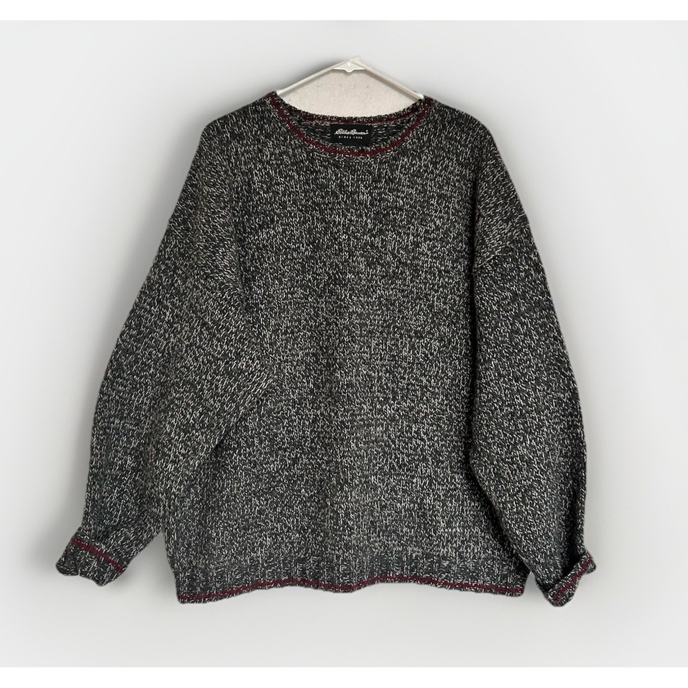 VTG Eddie Bauer Wool Blend Sweater Marled Speckled Knit Y2K Grunge Boxy Mens L